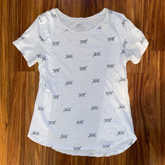 Old Navy Cheetah Everywhere Tee White & Black Size Small - Picture 1 of 7